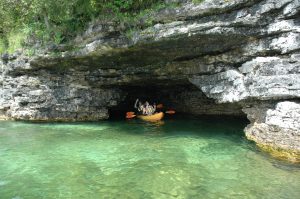 kayak cave tour in door county