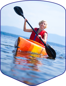 woman kayaks in door county