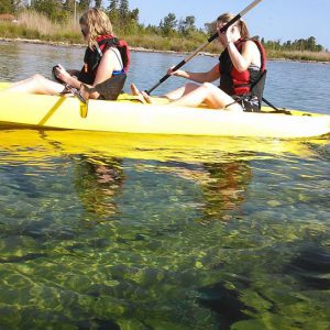 touring door county shipwrecks in clear bottom kayak